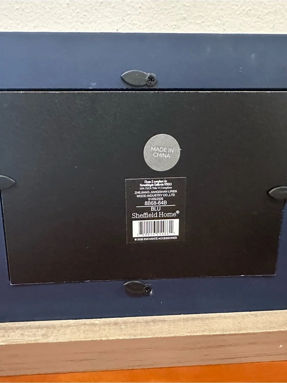 Navy Picture Frame with White 2026 Banner for a 4x6 photo